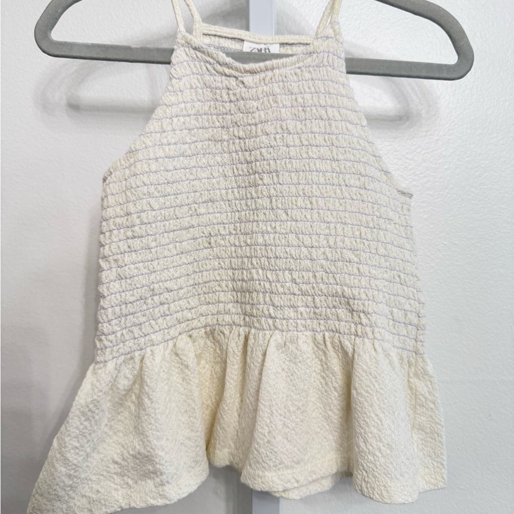 Zara Cream Textured Knit Top